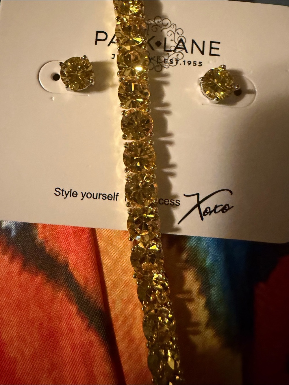 Park Lane Yellow Crystal Bracelet and Stud Earrings